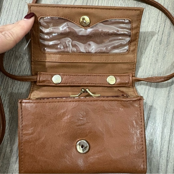 Vtg Stefano Brown Gold Tone Leather Crossbody Handbag 80s 90s Classic Long Strap - Picture 3 of 9